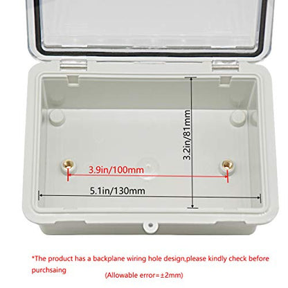 Zulkit Junction Box ABS Plastic Dustproof Waterproof IP65 Electrical Boxes Hinged Shell Outdoor Universal Project Enclosure Clear Cover with 2 Cable Glands 5.9 x 3.9 x 2.8 inch (150x100x70 mm) - size: 5.9" x 3.9" x 2.8"