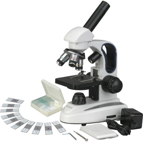 AmScope Cordless Compound Monocular Microscope, 25 Prepared Slides - style: M158C-2L-PS25
