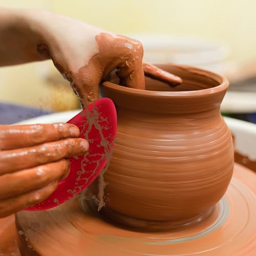 DIYOOHOMY 2 Pcs Soft Silicone Pottery Ribs for Ceramic, Mud and Clay Tools - color: red-2