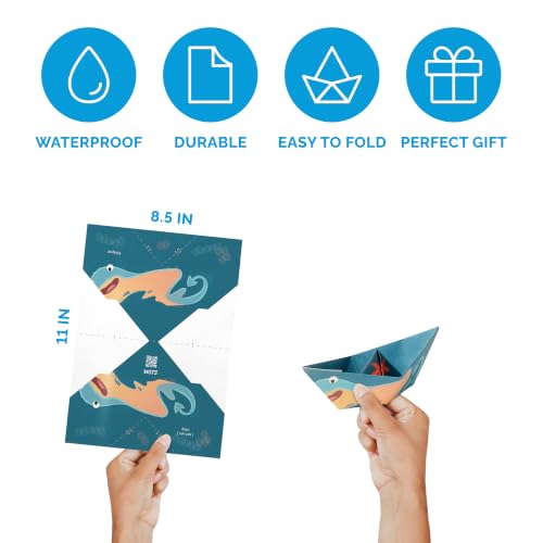 WOYS Floating Origami Boats | Marine Set | Waterproof Premium Reusable Paper | Screen-Free DIY Arts & Crafts Activity & Gift | 5 Sheets | Bath, Pool & Indoor Play - color: MARINE