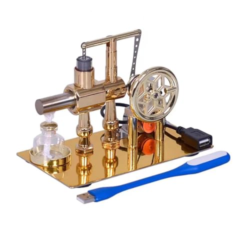 Hot Air Stirling Engine Motor Education Model Toy Electricity Power Generator LED Lights Kit Class Teaching Stirling Engine Kit for Adults Desktop Educational Physics Experiment Kit