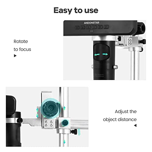 Andonstar AD246-M Digital Microscope for Adults, 3 Lens Soldering Microscope, 1080P FHD Video Record, 7 Inch LCD 500x, Coin Full View, Biological Kit with 32G Card, Prepared Slides