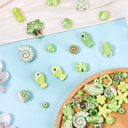Green Ceramic Beads for Jewelry Making, 50Pcs - color: Lime Green