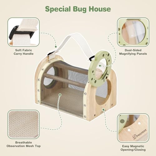 Dreamon Kids Bug Catching Kit, 11 Pcs Wooden Outdoor Toys for Kids Ages 4-8