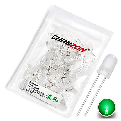 CHANZON 100 pcs 5mm Green Diffused LED Diode Lights(DC 3V 20mA) - color: D) White-green (100pcs)