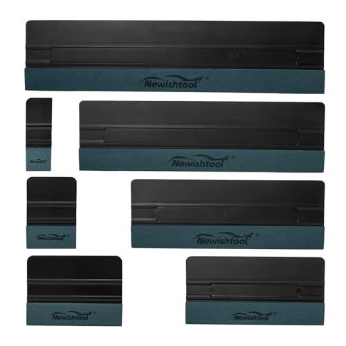 NEWISHTOOL 7 in 1 Vinyl Squeegee Tool Different Sizes Plastic Scraper Cards - color: 7 Pcs-black