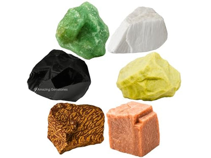 Amazing Gemstone Crystals for Breaking Attachments Manifestation, Set of 6 Green Aventurine, Black Obsidian, Scolecite, Peach Moonstone, Mariyam Jasper and Serpentine Healing Crystals and Stones - color: Breaking Attachments Crystals