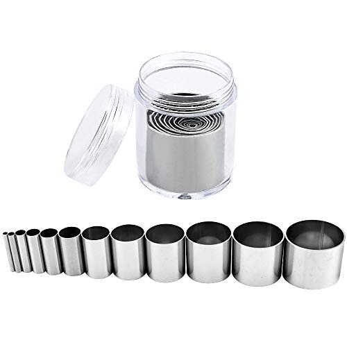 Fireboomoon 12 PCS Hole Hollow Punch Cutter Set with Storage Case,Stainless Steel Round Circle Ring Clay Cutters Ceramics Dotting Baking Indentation Mold Tools for Polymer Clay Pottery Handmade Craft - color: Silver 12pcs Round
