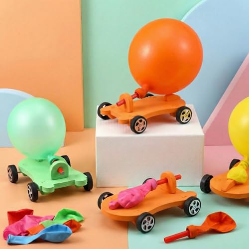 Shappy 36 Sets Car Balloon Powered Racers Balloon Launcher & Powered Car Set Fun Party Gifts Fun Educational Assembly Kit Birthday Party Prizes Presents Easy Science Experiment (Green and Orange) - color: Green and Orange