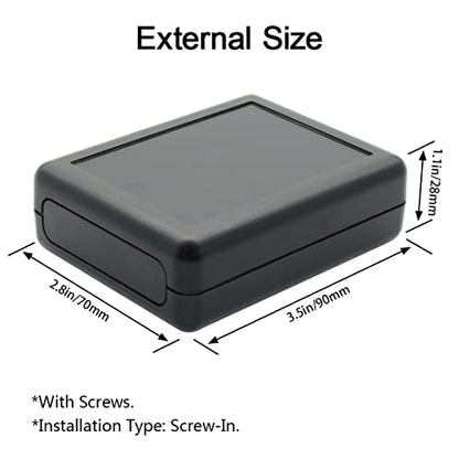LeMotech 5 Pieces ABS Plastic Electrical Project Case Power Junction Box, Project Box Black 3.5 x 2.8 x 1.1 inch (90 x 70 x 28 mm) - size: 3.5" x 2.8" x 1.1"(5pc)