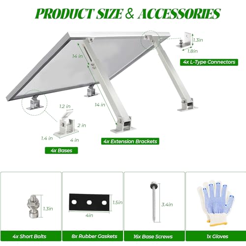 14-27IN Solar Panel Mounting Brackets, 2 Sets Adjust Solar Panel Racks - size: 14-27in adjustable-2 set
