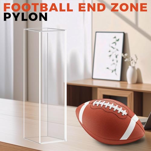 Clear Football End Zone Pylon Display Case with Mirrored, Acrylic Shadow Box for Football End Zone Pylon UV Protecting Game Day, 18.7" H x 5" L x 5" W - size: Football End Zone Pylon Display Case