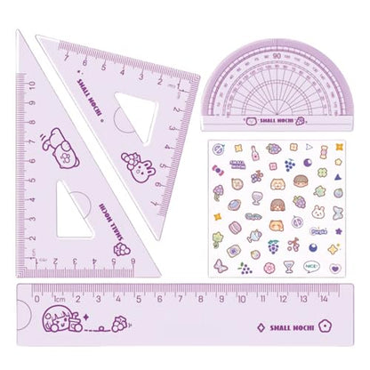 4 Pieces Purple Flexible Rulers Set 15cm Soft PVC Bendable Rulers Shatterproof Straight Ruler Triangle Ruler Straight Edge Protractor Math Geometry Tool Office School Supplies (Purple) - color: Purple