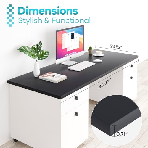 Kaboon 45.67"x23.62" Black Table Top, Solid One-Piece Desktop, Reversible Melamine Countertop, Double Desks, L-Desk DIY - color: Black, size: 46x24