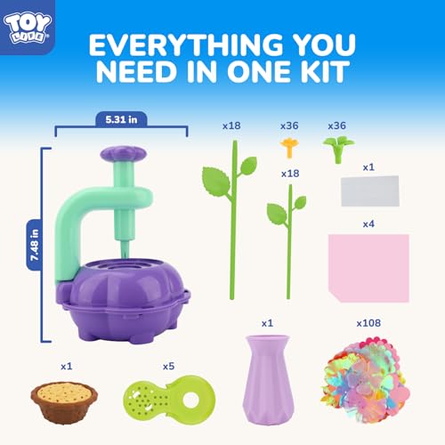 TOY Life DIY Flower Bouquet Craft Kit for Girls, Ages 3-8 - color: Purple-36 pack