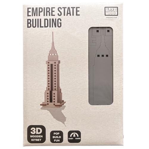 Little & Wood: Woodlet: Medium - Empire State Building - Grey, 3D Wooden Kit-Set, New York Landmark Puzzle, Pop Build Fun, Easy Assembly, Ages 6+ - style: Empire State Building