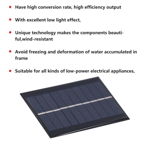 2Pcs 1W 5V Solar Panel Module – Polycrystalline Silicon Solar Cells for Outdoor Power Generation with Wind-Resisting Frame 100x70mm