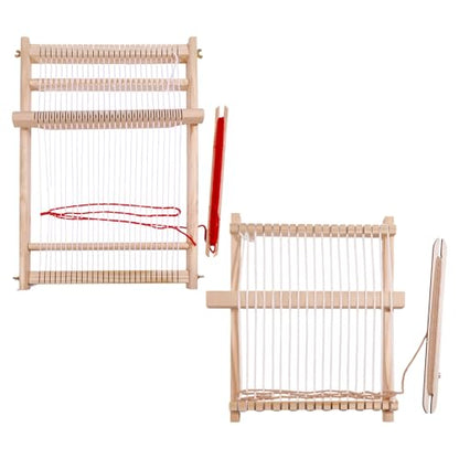 FREEBLOSS 2 Set Weaving Loom Kit Wood Craft Weaving Loom Hand-Knitting Machine for Tapestry Beginners with Yarn 15.55x9.8inch; 8.1x6.3inch