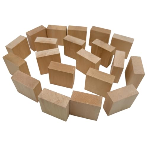 20PCS Unfinished Basswood Blocks for Crafts, Wood Craft Panels for Art, Engraving, Painting, DIY Projects, Chip Carving, Fretwork (1.96 x 1.96 x 0.78 in) - size: 1.96 x 1.96 x 0.78 in