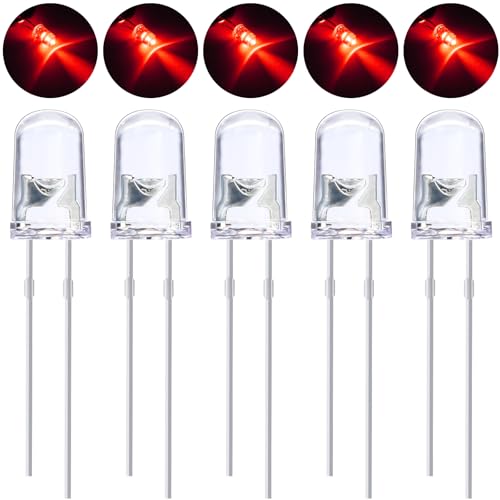EBOOT 100 Pcs Clear LED Light Emitting Diodes Bulb LED Lamp, 5 mm (Red) - color: Red