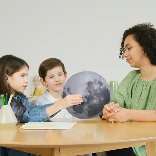 Jet Creations Space Theme Inflatable Moon Ball, 12” After Inflated Earth’s Natural Satellite, Educational Toy, Beachball, Pool Fun, Party Decoration, Toys for Kids, VBS, Photo Prop, 1 pc