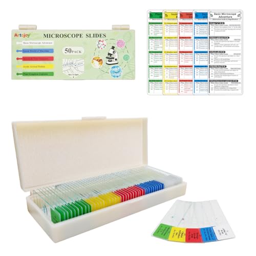 50 PCS Prepared Microscope Slides with Specimens Biology STEM Kit