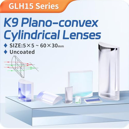20x10mm(Sizes),Plano-Convex Cylindrical Lenses,Uncoated,N-BK7,Focal Lengths Available 15mm,Wavelength Range: 350 nm - 2.0 µm(Uncoated),Optical Lens,Heng Yang Guang Xue - size: GLH15-20x10-015 f15(Uncoated)