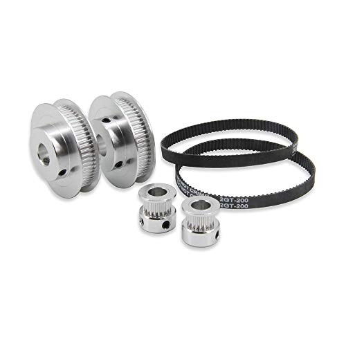 2PCS Set GT2 Synchronous Wheel 20&60 Teeth 10mm Bore Aluminum Timing Pulleys with 2PCS Length 200mm Width 6mm Belt (20-60T-10B-6) - style: 20-60T-10B-6
