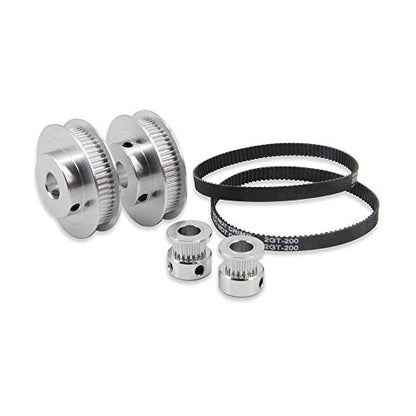 2PCS Set GT2 Synchronous Wheel 20&60 Teeth 10mm Bore Aluminum Timing Pulleys with 2PCS Length 200mm Width 6mm Belt (20-60T-10B-6) - style: 20-60T-10B-6