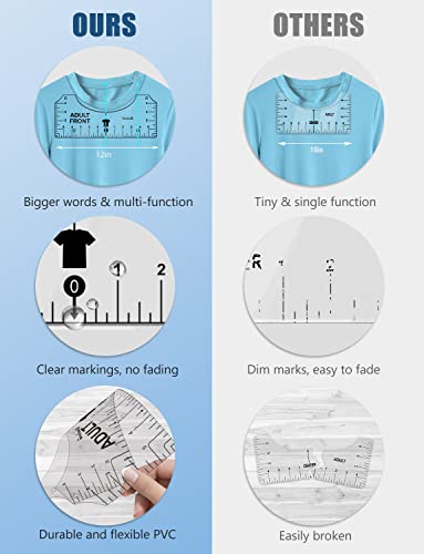 Vowlove T-Shirt Ruler for Front Back Design Alignment and Placement - color: 02 Cyan