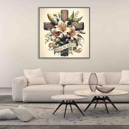 DYAIANGMU Flower Stamped Cross Stitch Kit for Adults 13.7x13.7 inches - color: red-84