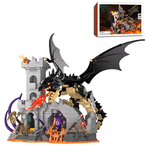 Dragon Castle Building Sets with Dice Tower Medieval Castle Building Blocks Sets Dice Rolling Tower Castle Model Kits Toys Gift for Adults Teens 919 PCS - color: Dragon Castle