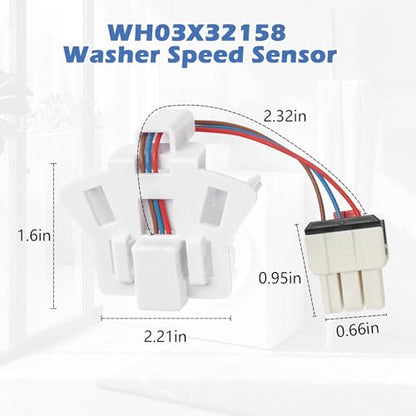 WH03X32158 WH12X26330 Washer Speed Sensor/Rotor Position Sensor Replacement for GE Hotpoint Washer Replace WH12X25294 PS16619248 AP7020336 GTW335ASN1WW GTW465ASN9WW GTW465ASN1WW HTW240ASK6WS Parts - style: WH03X32158