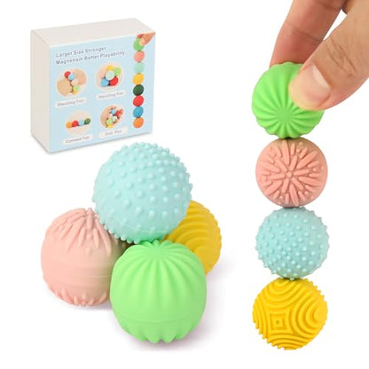 4PCS Silicone Magnetic Balls Fidget Toy, Quiet Fidget Toys for Teens Adults - color: Multi Color Delight Ball