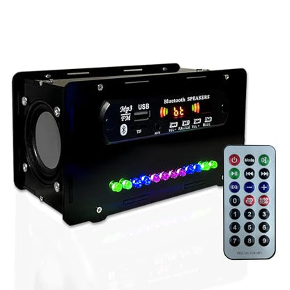 EIELE Soldering Practice Kit - Multi-Function Speaker with AUX & TF Playback, Voice-Activated Level Indicator, Dual Channel, Black Case - color: Black case