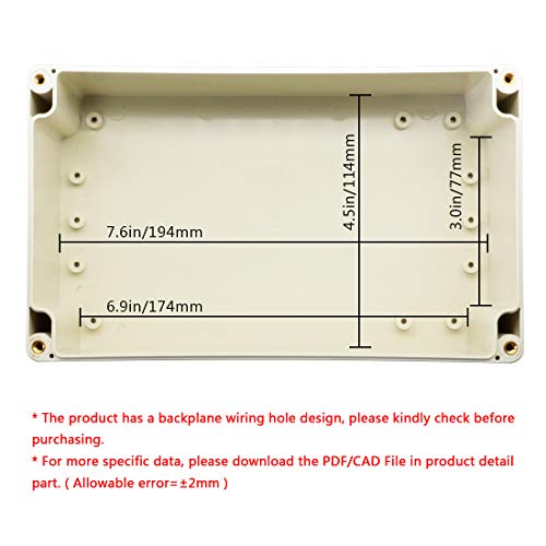 LeMotech ABS Plastic Junction Box Dustproof Waterproof IP65 Electrical Enclosure Box Universal Project Enclosure Grey with PC Transparent Clear Cover 7.9 x4.7 x2.9 inch(200 x120 x75 mm) - size: 7.9"x4.7"x2.9"
