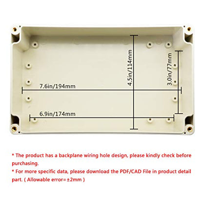 LeMotech ABS Plastic Junction Box Dustproof Waterproof IP65 Electrical Enclosure Box Universal Project Enclosure Grey with PC Transparent Clear Cover 7.9 x4.7 x2.9 inch(200 x120 x75 mm) - size: 7.9"x4.7"x2.9"