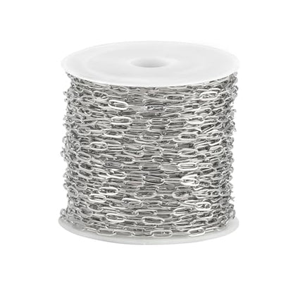 UMAOKANG 10 Meters Stainless Steel Jewelry Chains Soldered Paperclip Chains Bulk on Spool Necklace Bracelet DIY Jewelry Chain Roll - color: Steel, size: 2.5mmx6.4mm