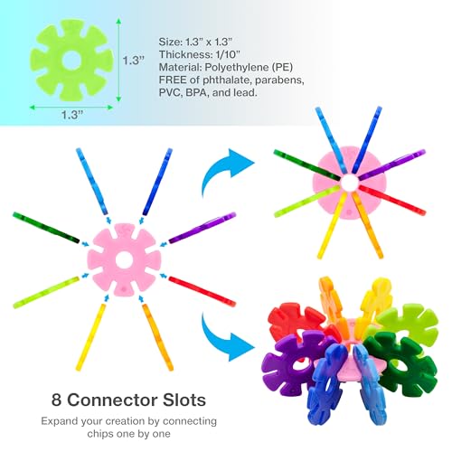 PicassoTiles Building Chips Interlocking Disc Construction Blocks in Light Green Color STEM Learning Early Education Toy Engineering Playset Child Brain Development for Girls Boys Kids Age 3+ PTF108 - color: Lgrn