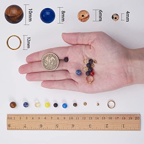 SUNNYCLUE 1 Box 310Pcs DIY Multilayer Solar System Bracelet Making Kit Natural Gemstone Universe Galaxy Nine Guardian Planets Necklace Beading Christmas Bracelet Jewelry Making Starter Craft Supplies - color: 6mm 8mm 10mm Beads 12mm Rings Plastic Box