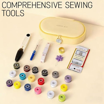 FKOG Yellow Sewing Project Kit, 135 Pcs Family Sewing Supplies Repair Kit Traveler Sewing Kit Sewing Thread Accessories DIY Sewing Supplies Organizer (Yellow) - style: Yellow