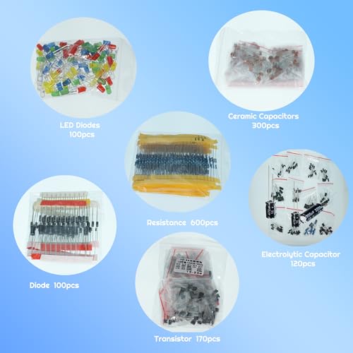1390Pcs Basic Electronics Component Assortment Kit
