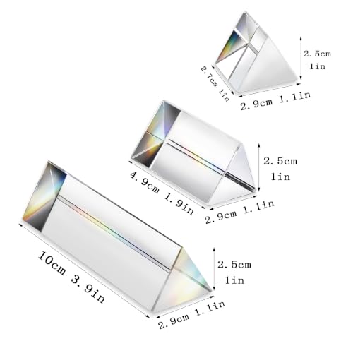 3PCS Crystal Prisms Set 1"/2"/4" Glass Prism Optical Triangular Prism Props - size: 1"/2"/4"