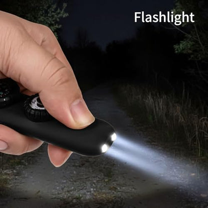 Multifunctional Survival Emergency Whistle for with Compass Hiking Survival, Thermometer & Neck Lanyard | Emergency Safety Gear for Hiking, Camping, Kayaking, Boating, Climbing - color: obsidian black