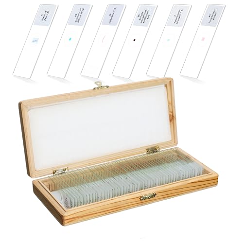 50PCS Microscope Slides with Specimens with Wooden Box, LVQ091 - color: 50PCS