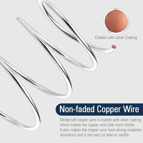 Modacraft 22 Gauge Silver Wire for Jewelry Making with Jewelry Pliers, Craft Wire Beading Wire Tarnish Resistant Copper Wire - color: Silver, size: 22 Gauge