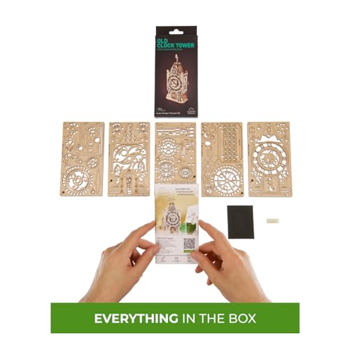 UGEARS Old Clock Tower, 3D Puzzle, 7.87-inch Height, Wooden Model Kits for Adults Clock Kit for Do It Yourself Wood Building Kit for Adult Mechanical Puzzle