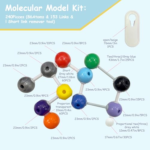 240Pcs Molecular Model Kit for Organic Chemistry Set