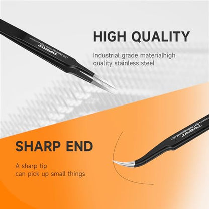 TOWOT 3 PCS Precision Tweezers Set, Premium Anti-static Stainless Steel Electronics Tweezers for Craft, Soldering, Jewelry Making, and Experimental Work Industrial Tweezers - style: set