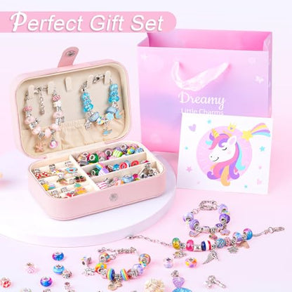 Sofier Jewelry Bracelet Making Kit for DIY Beads Charms Set Teen Gifts - color: Pink Box